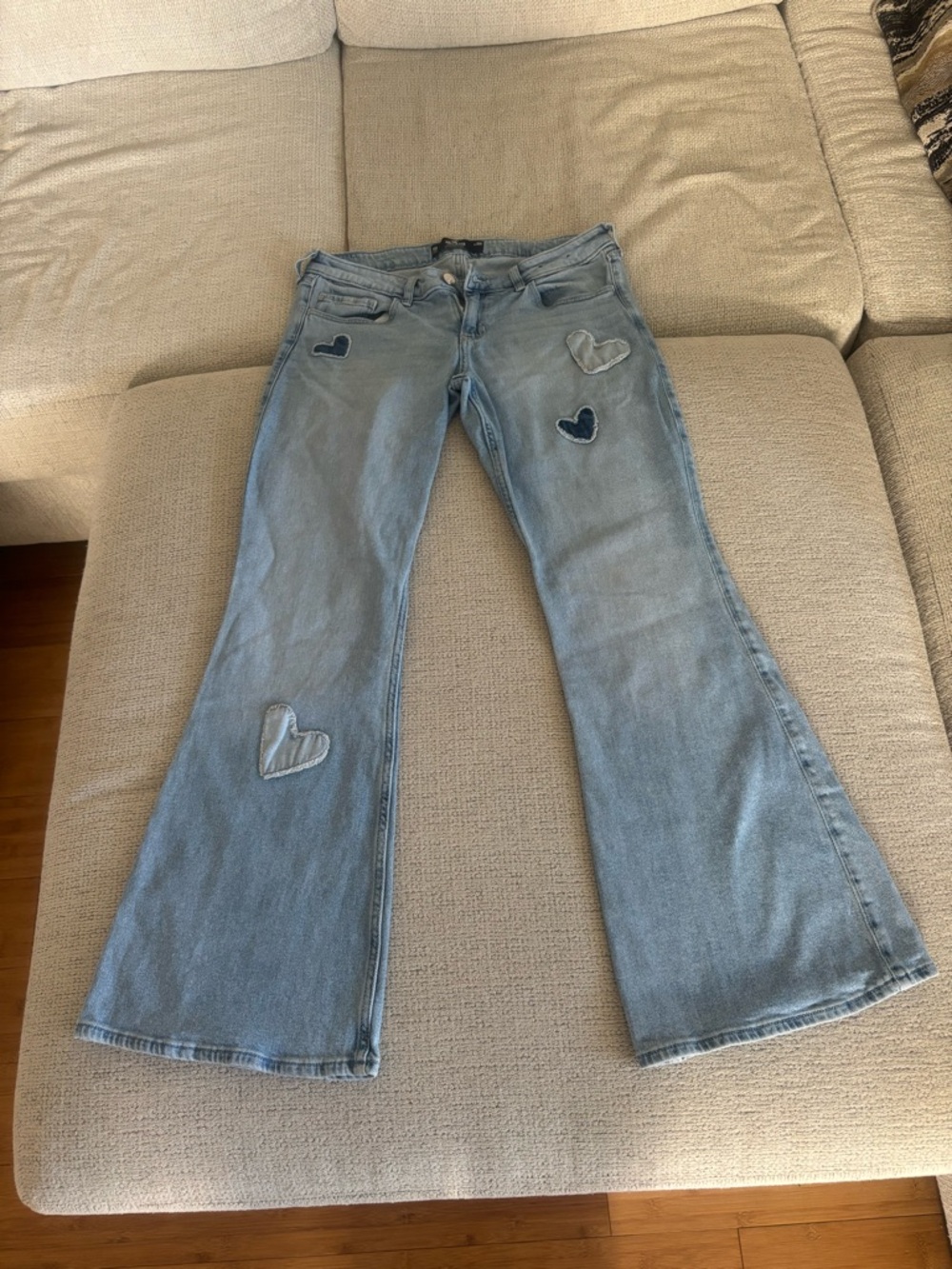 Boot cut hollister jeans with heart patches!!🩷